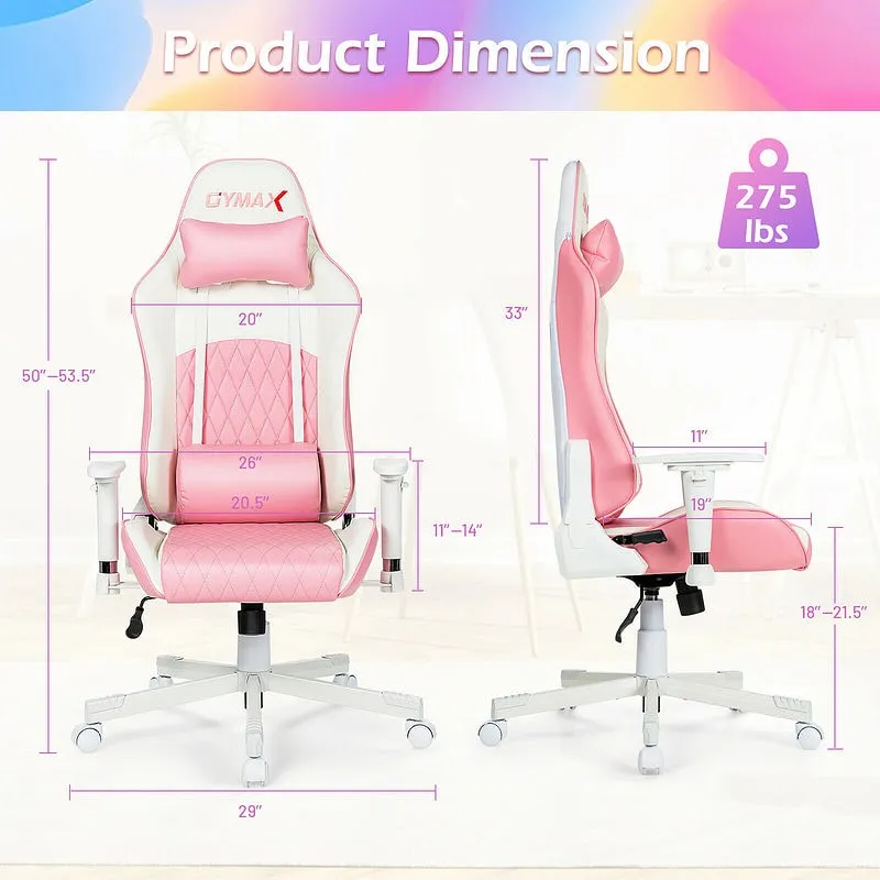 Kawaii Pink Adjustable Gaming Chair