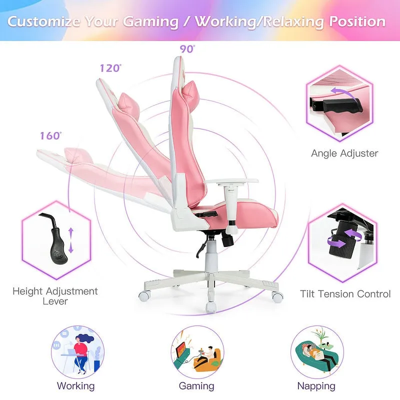 Kawaii Pink Adjustable Gaming Chair
