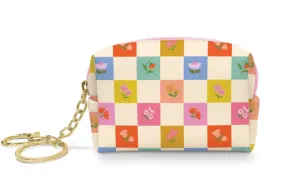 Key Chain Pouch-Checkerboard Blooms