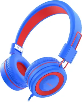 Kids Headphones, K8 Wired Headphones for Kids with Adjustable Headband, 3.5 MM Jack for School, Foldable On-Ear Headset for Amazon Kindle, Fire Boys Girls Children, Tablet Cellphones Airplane