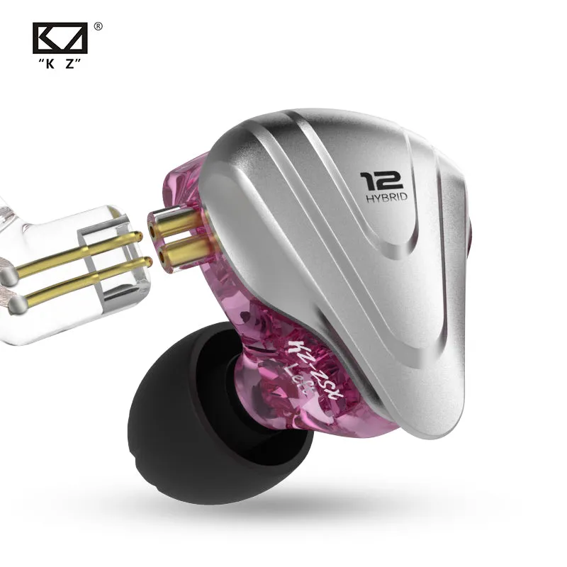 KZ ZSX Terminator Metal 5BA 1DD Hybrid 12 drivers HIFI Bass Earbuds In-Ear Monitor Noise Cancelling