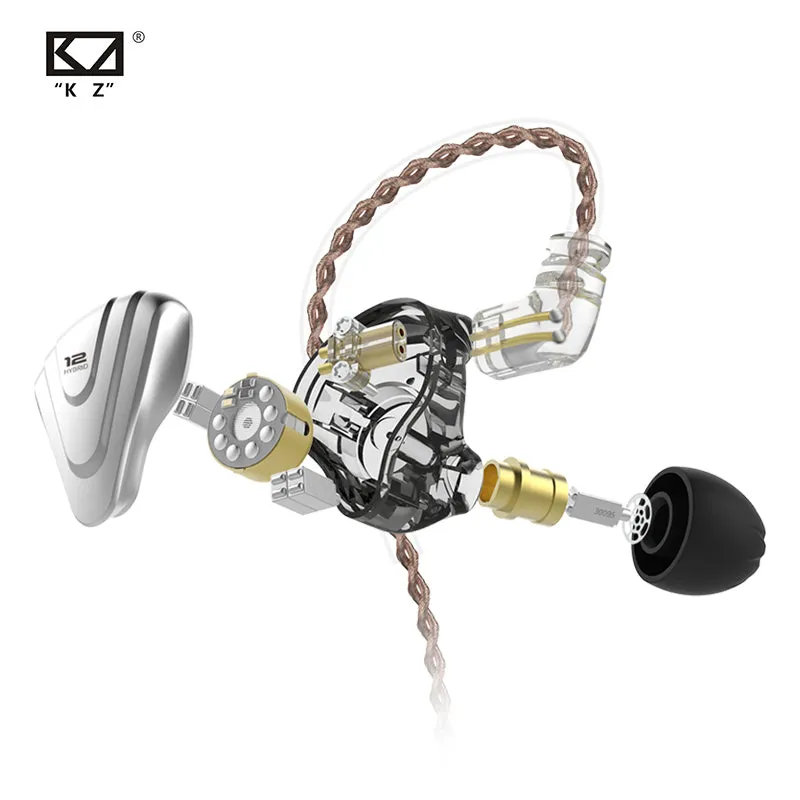 KZ ZSX Terminator Metal 5BA 1DD Hybrid 12 drivers HIFI Bass Earbuds In-Ear Monitor Noise Cancelling