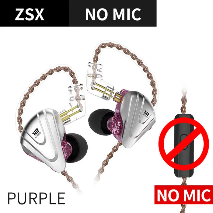KZ ZSX Terminator Metal 5BA 1DD Hybrid 12 drivers HIFI Bass Earbuds In-Ear Monitor Noise Cancelling