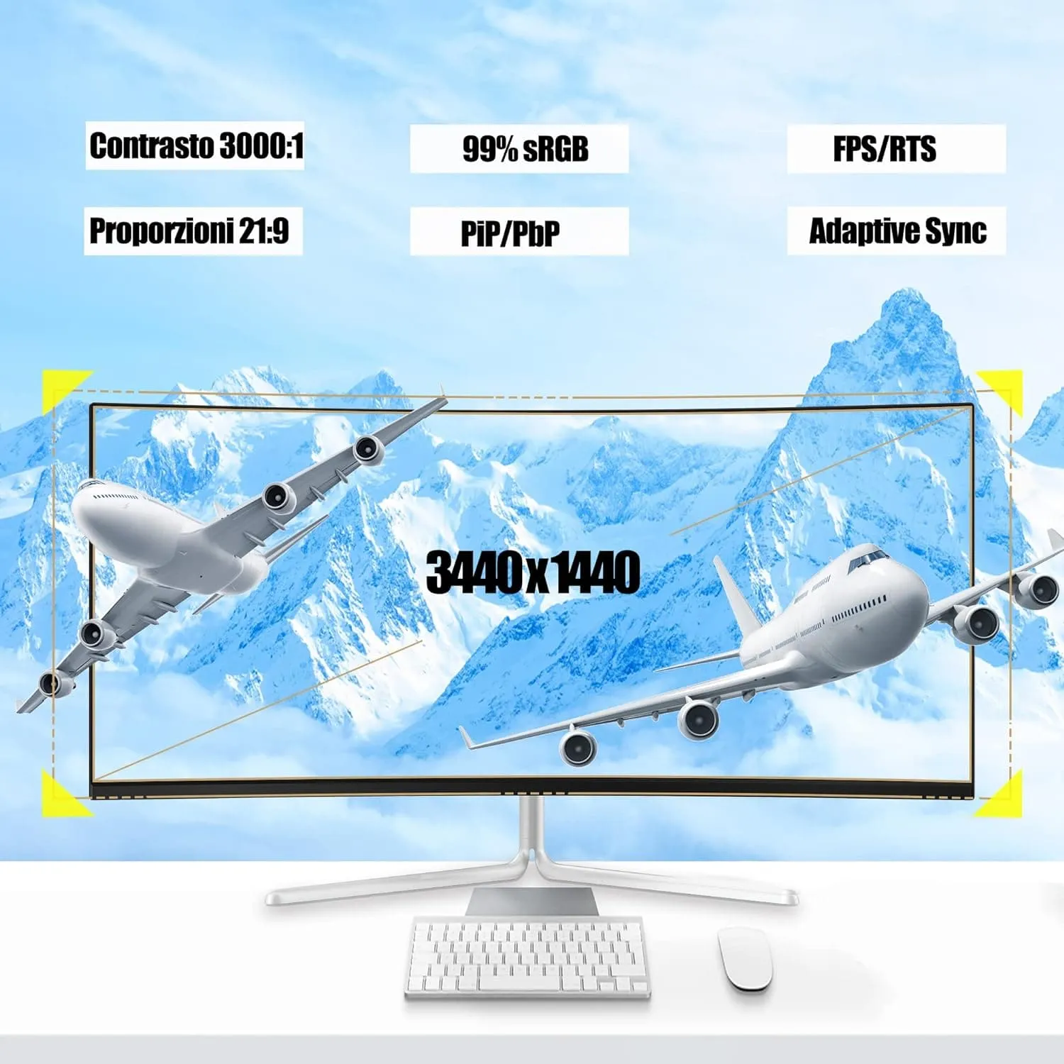 LC-Power 34 inch UWQHD (Ultrawide Gaming Monitor - Curved 1500R) VA Panel, 3440x1440, 100Hz, DP 1.2/HDMI, Adaptive Sync, Overdrive, Low Blue, GamePlus, Flicker-Free, VESA, RGB