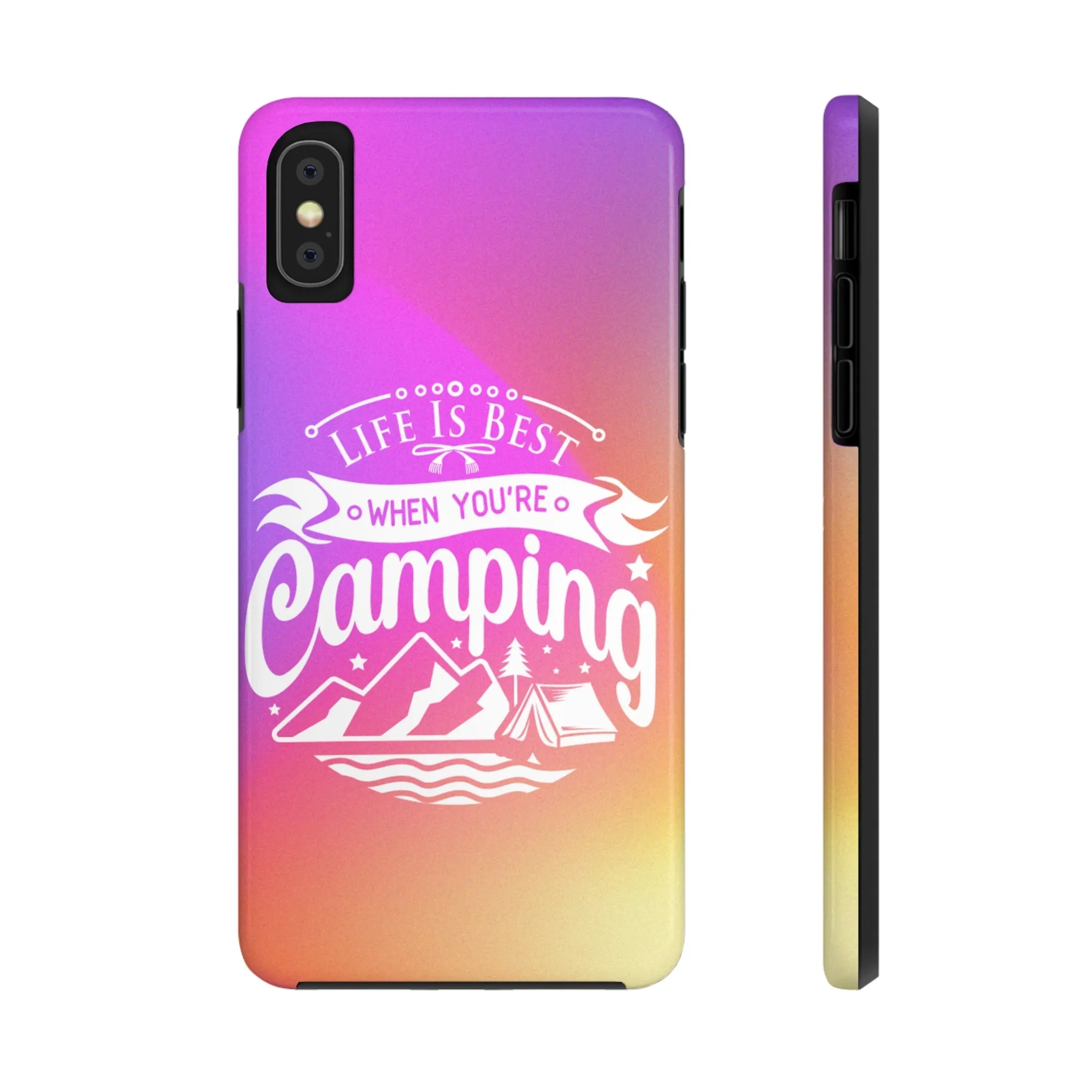 Life is Best When You're Camping Phone Cover: Pink & Orange Ombre Adventure