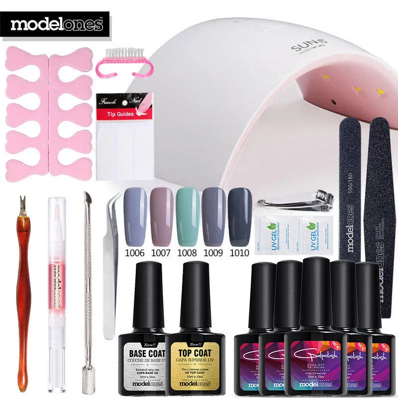 Modelones SUN9C Led Lamp Nail Art Kits Soak Off UV Gel Polish Manicure Set