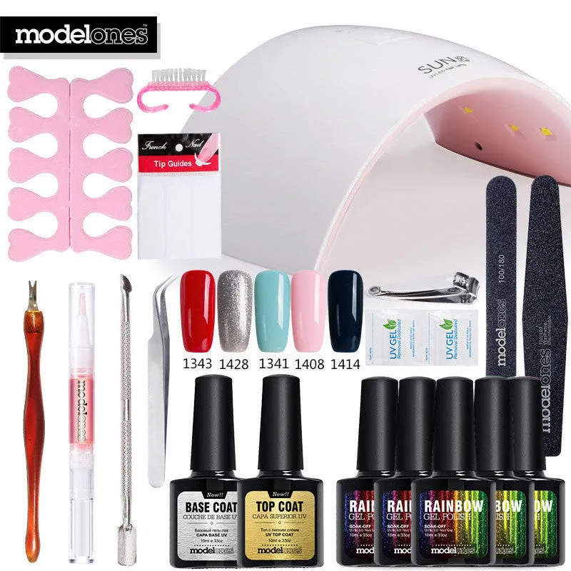 Modelones SUN9C Led Lamp Nail Art Kits Soak Off UV Gel Polish Manicure Set