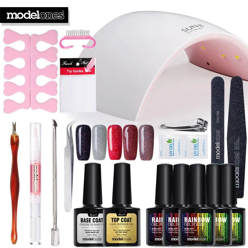 Modelones SUN9C Led Lamp Nail Art Kits Soak Off UV Gel Polish Manicure Set