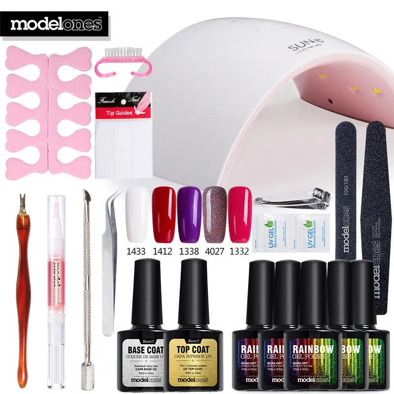 Modelones SUN9C Led Lamp Nail Art Kits Soak Off UV Gel Polish Manicure Set