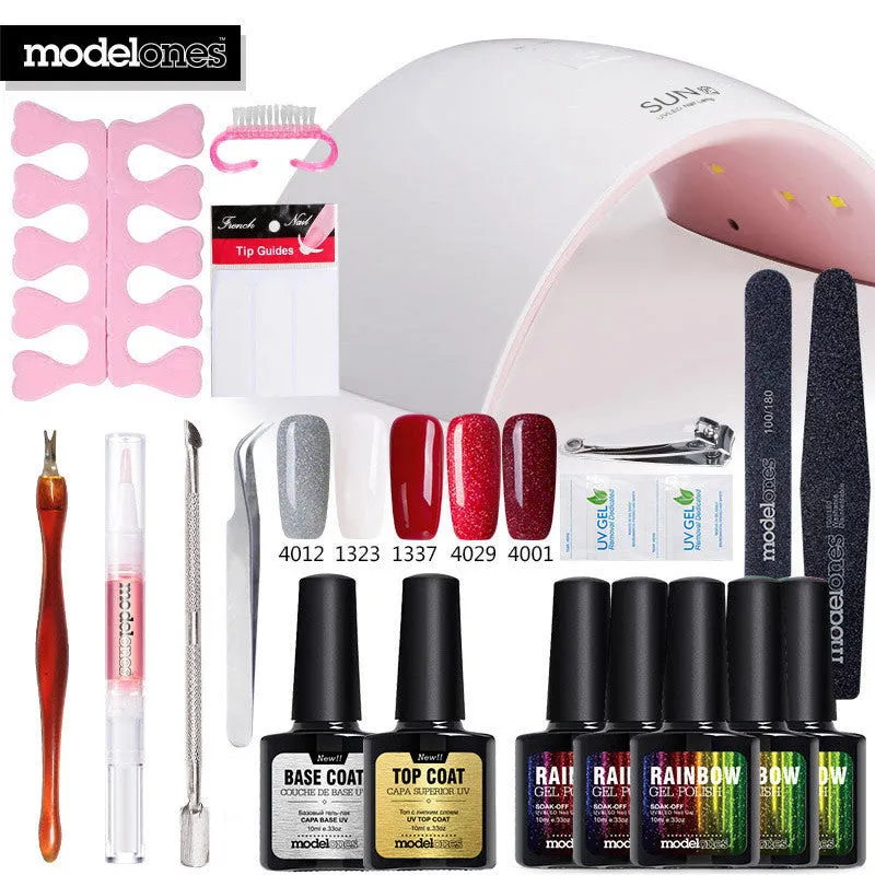 Modelones SUN9C Led Lamp Nail Art Kits Soak Off UV Gel Polish Manicure Set