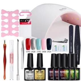 Modelones SUN9C Led Lamp Nail Art Kits Soak Off UV Gel Polish Manicure Set