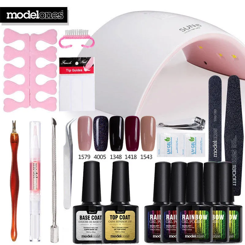 Modelones SUN9C Led Lamp Nail Art Kits Soak Off UV Gel Polish Manicure Set
