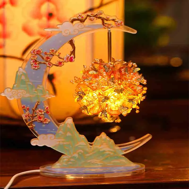 Moonlit Blossom Night Lamp 3D Metal Puzzle DIY Assembly Kit