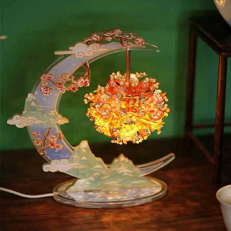 Moonlit Blossom Night Lamp 3D Metal Puzzle DIY Assembly Kit