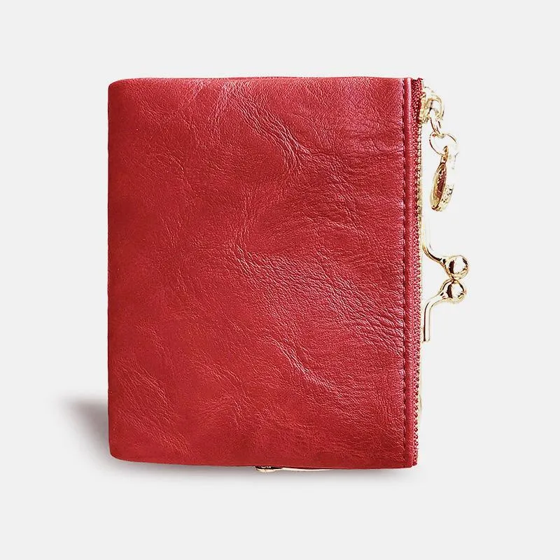 Multifunctional Bifold Vintage Kiss Lock Coin Purse