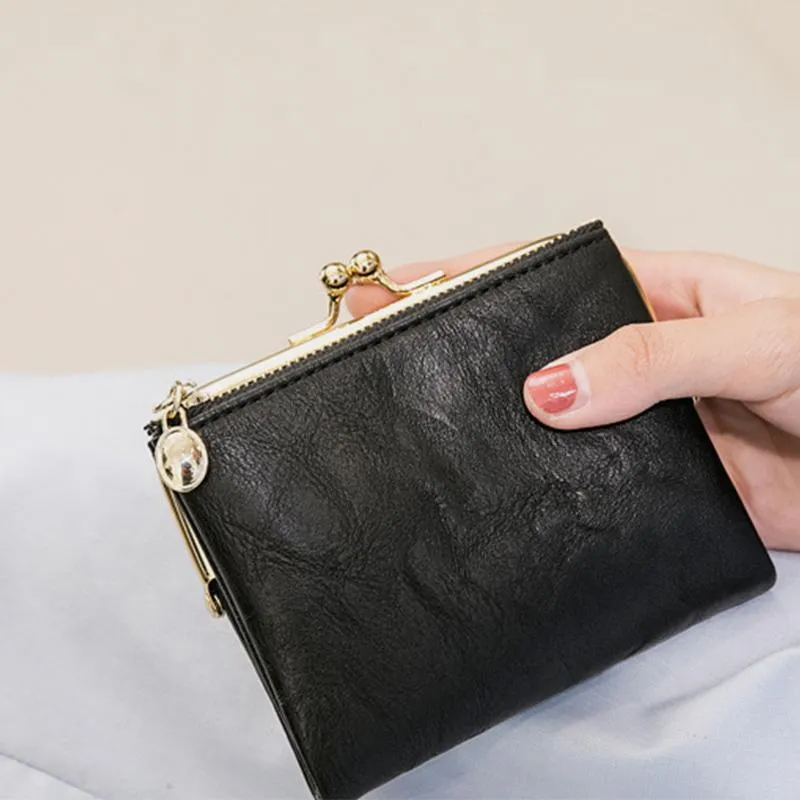 Multifunctional Bifold Vintage Kiss Lock Coin Purse
