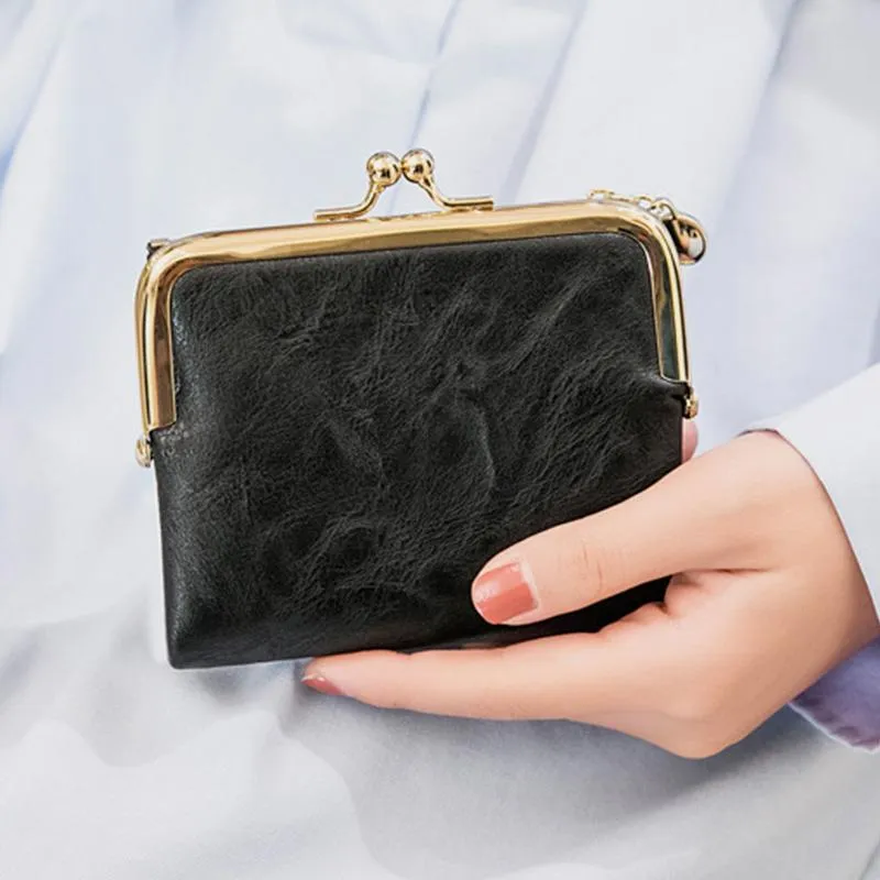 Multifunctional Bifold Vintage Kiss Lock Coin Purse