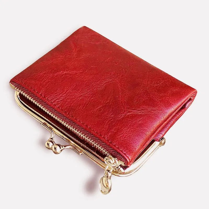 Multifunctional Bifold Vintage Kiss Lock Coin Purse
