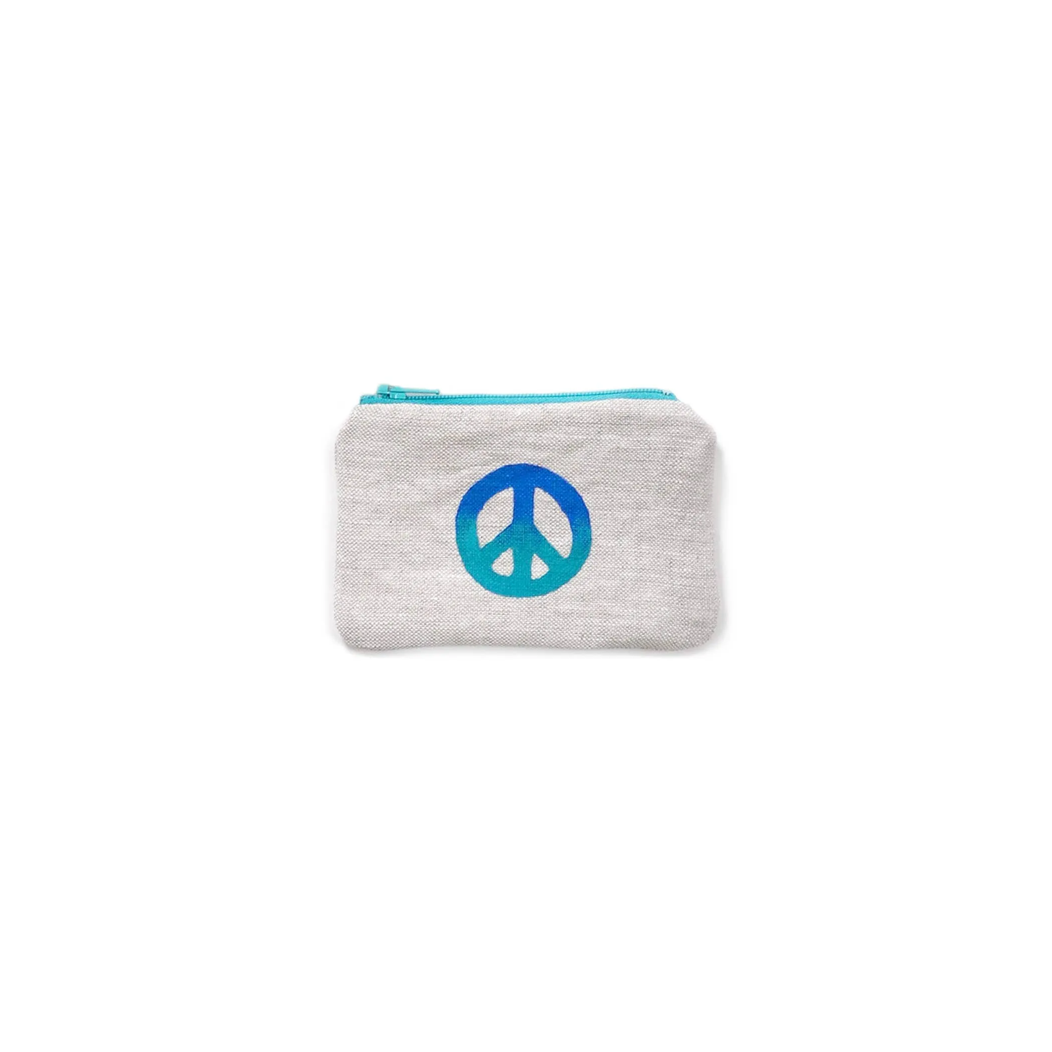Peace Sign Blockprint Linen Coin Purse