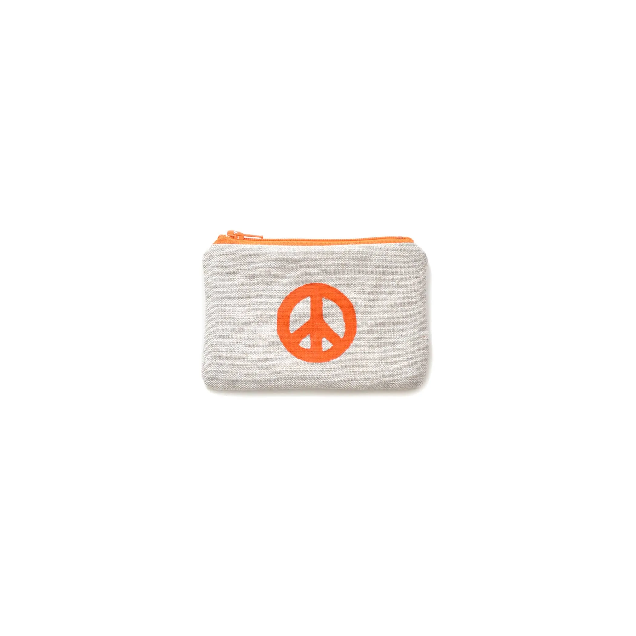 Peace Sign Blockprint Linen Coin Purse
