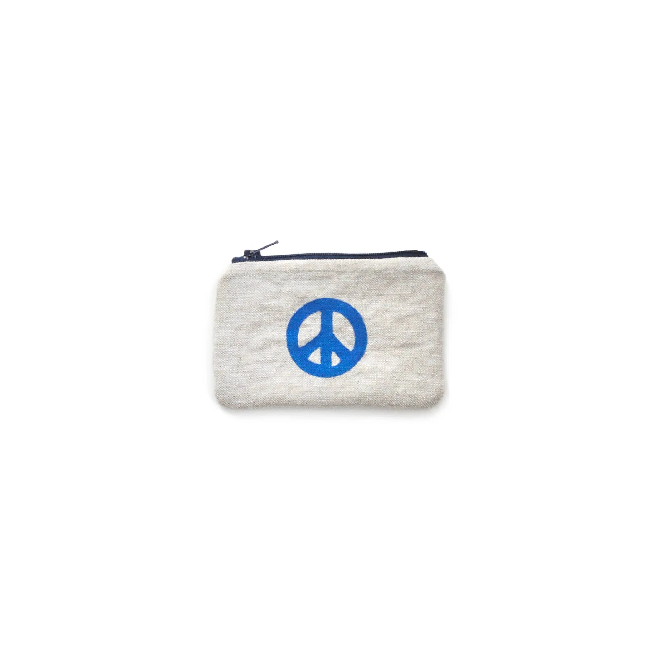 Peace Sign Blockprint Linen Coin Purse
