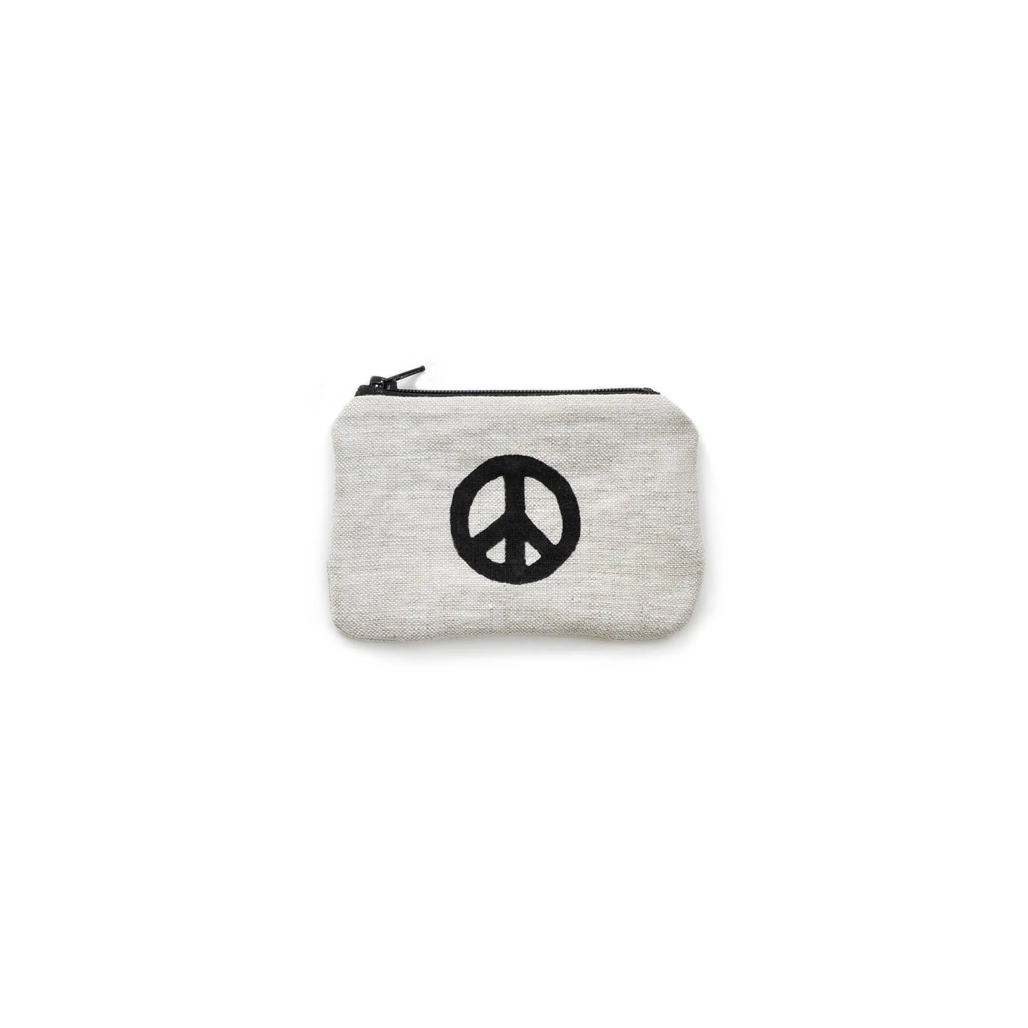 Peace Sign Blockprint Linen Coin Purse