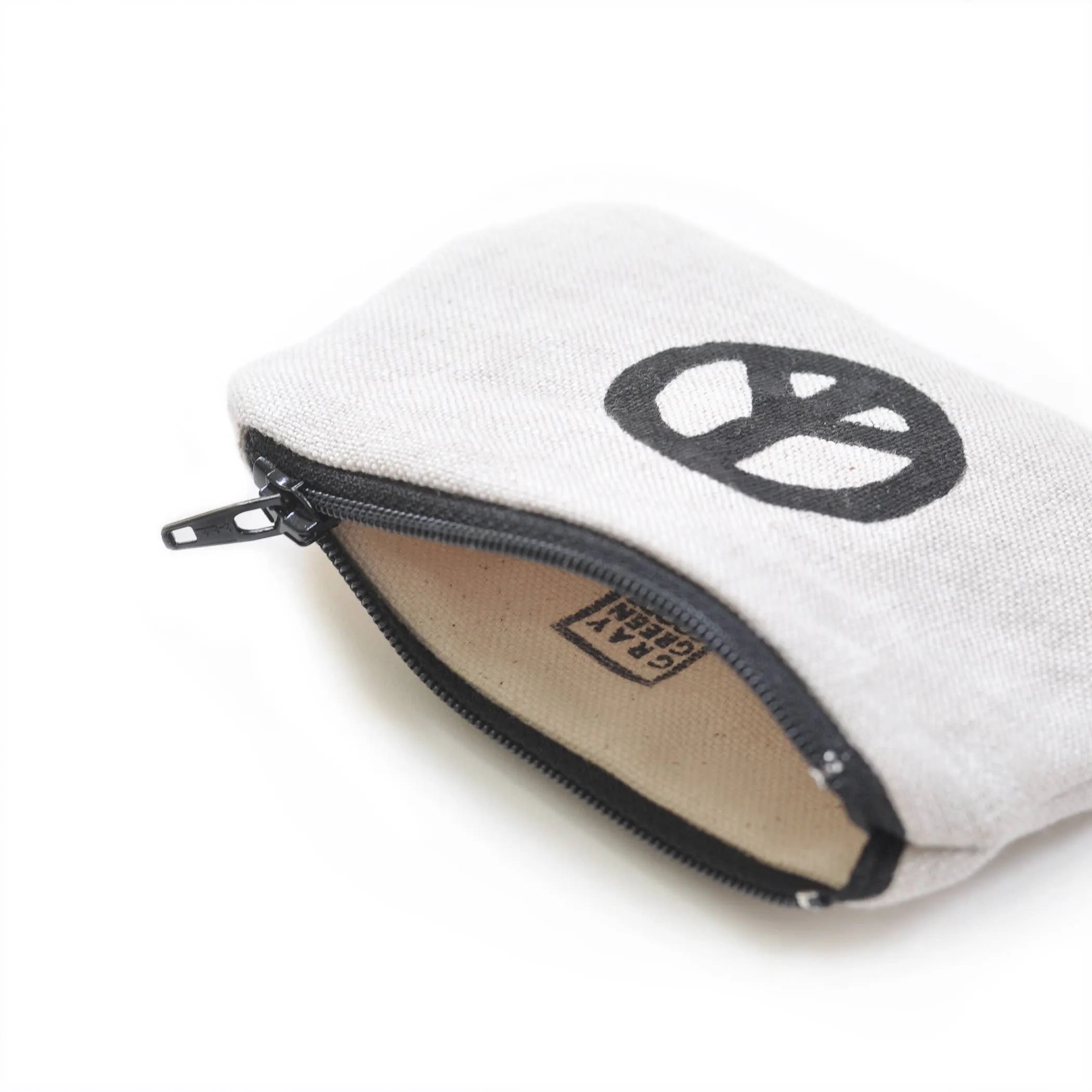 Peace Sign Blockprint Linen Coin Purse