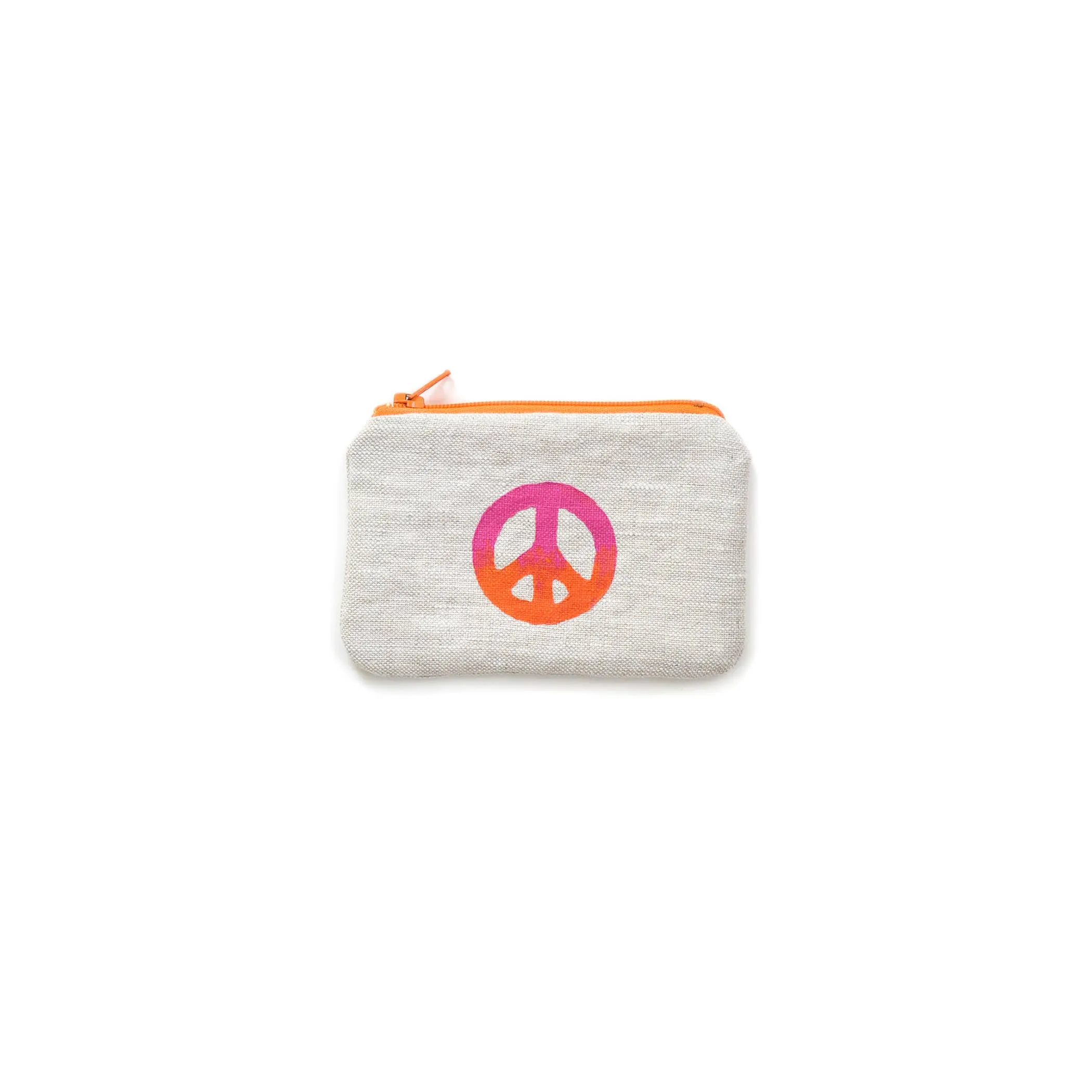 Peace Sign Blockprint Linen Coin Purse
