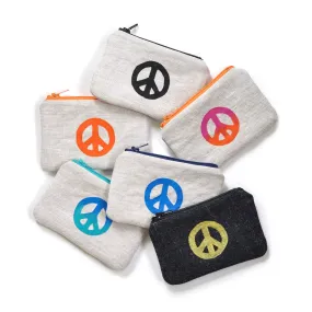Peace Sign Blockprint Linen Coin Purse