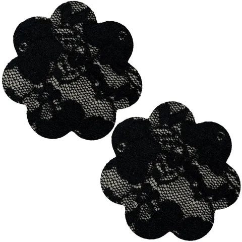 Plus Size Lace Petal Nipple Cover Pasties In Black - Neva Nude