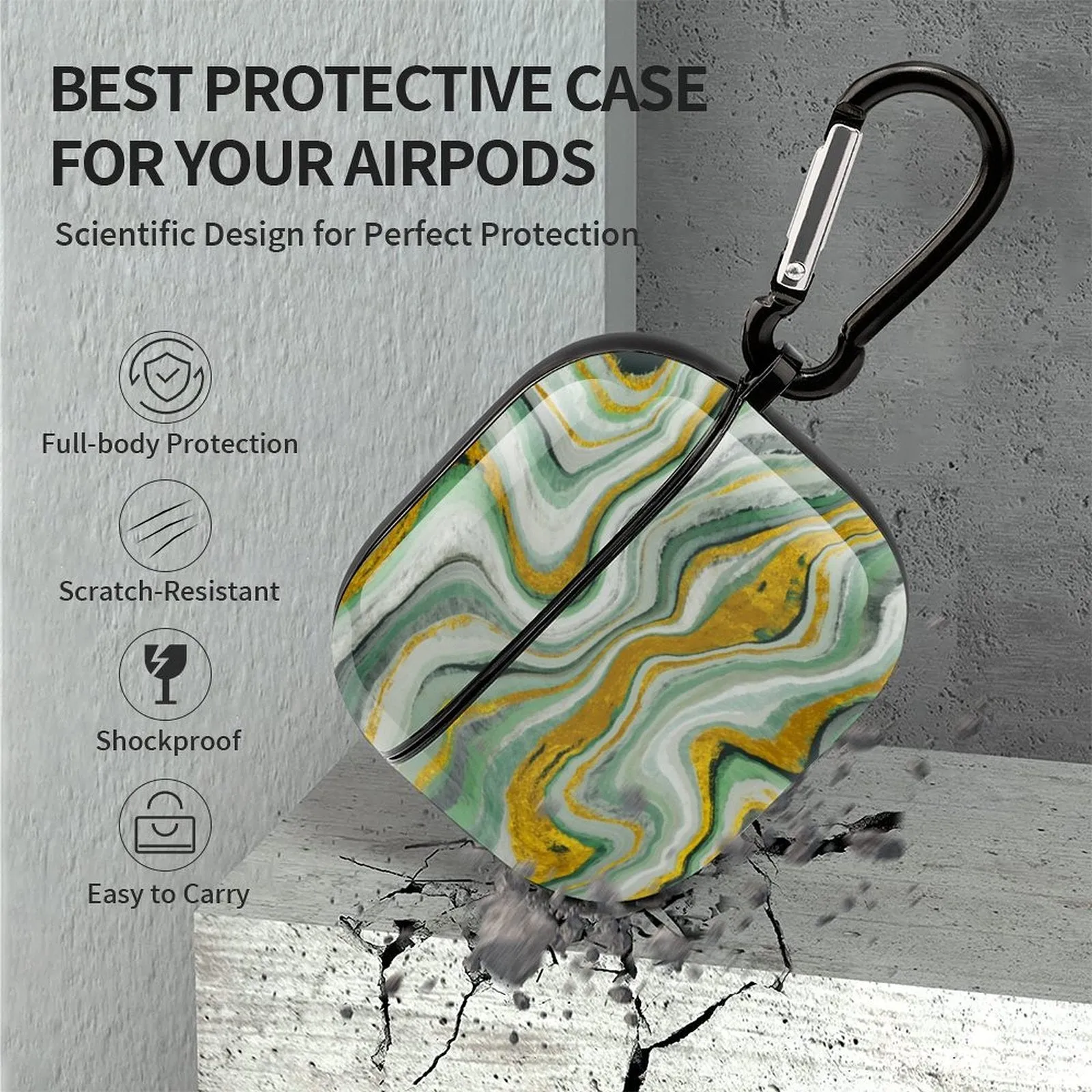 POD Your Photo Personalized Marble Bluetooth Earbuds Case Cover for Airpods 3