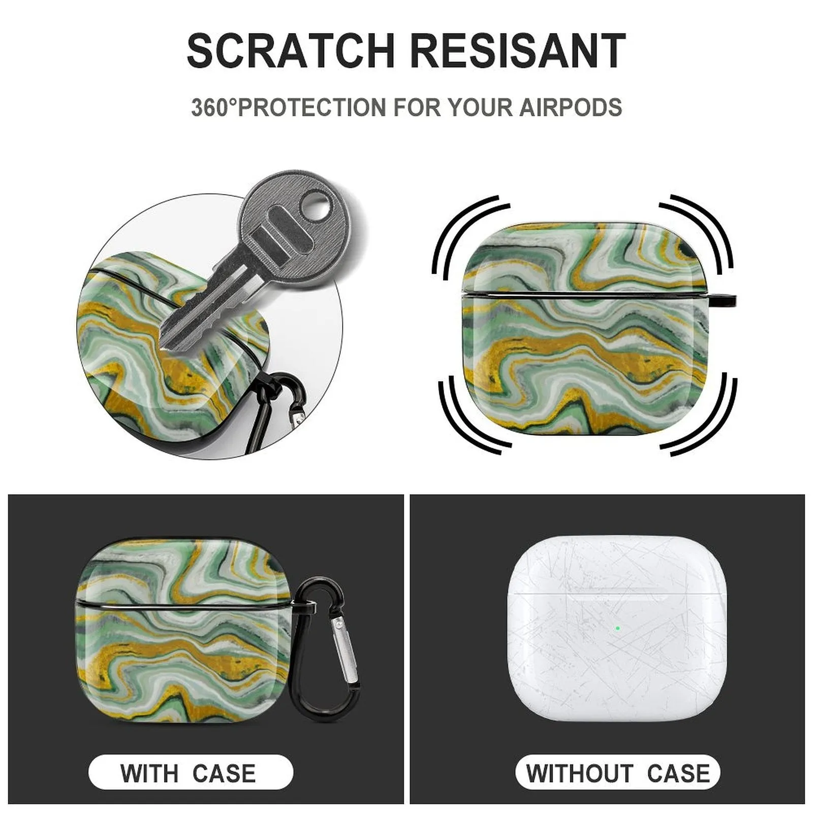 POD Your Photo Personalized Marble Bluetooth Earbuds Case Cover for Airpods 3