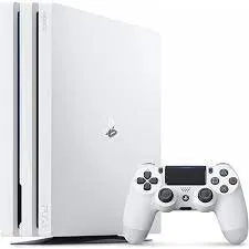Sony PlayStation 4 Pro Glacier 1TB Gaming Consol White 2 Controller Included BOLT AXTION Bundle Used