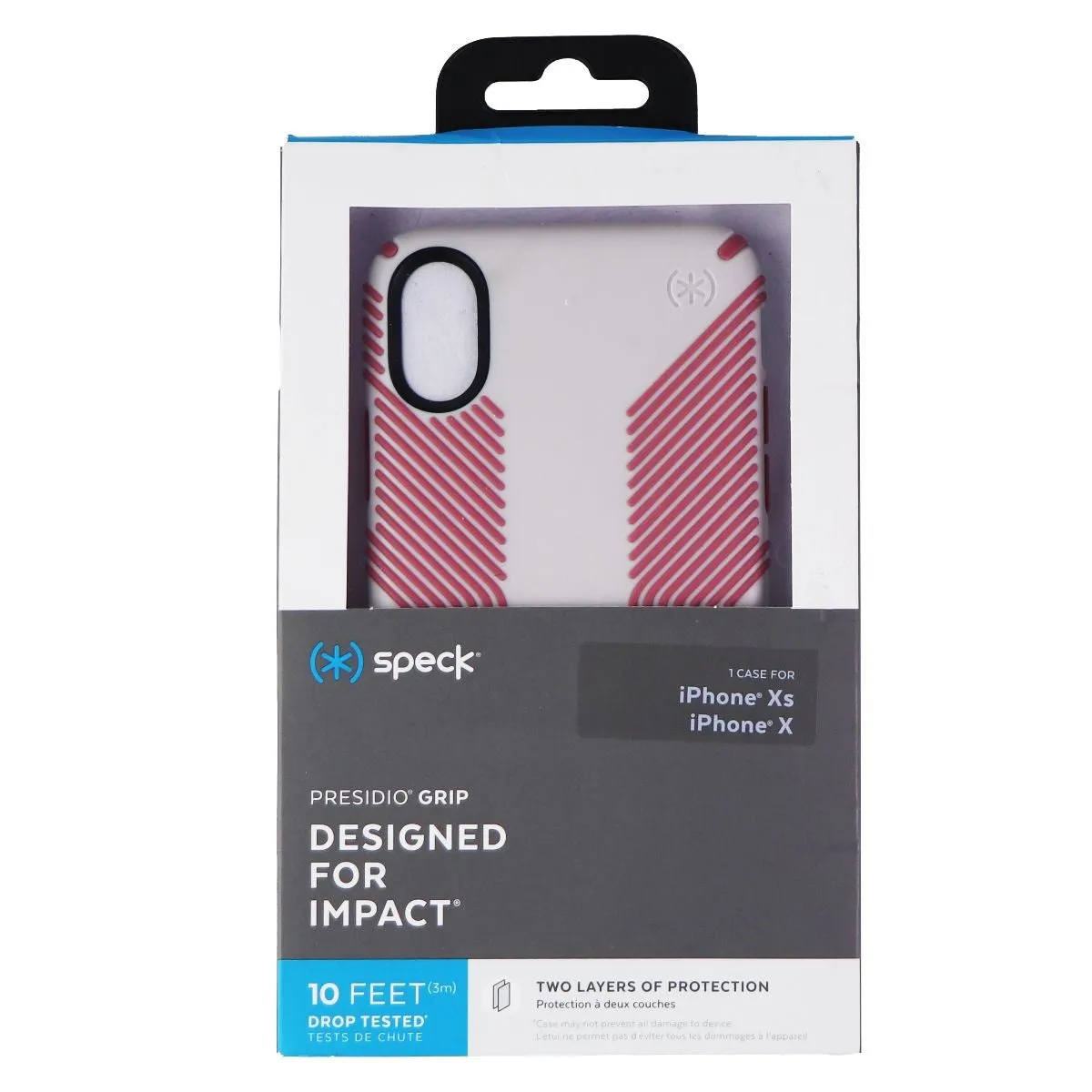 Speck Presidio Grip Case Cover for iPhone XS / X - Veil White / Lipliner Pink