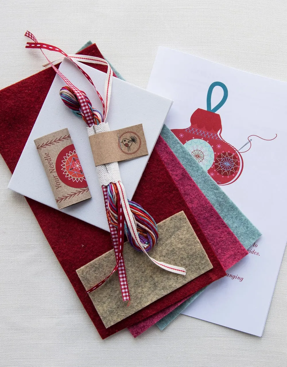 Three Flat Baubles, Christmas Embroidery Kit by Nancy Nicholson