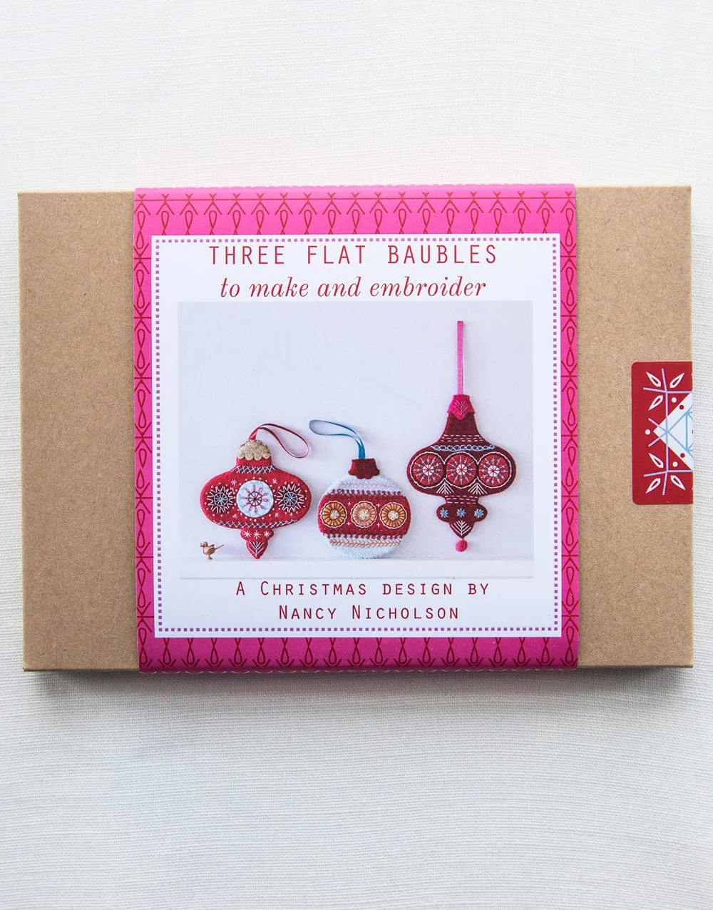 Three Flat Baubles, Christmas Embroidery Kit by Nancy Nicholson