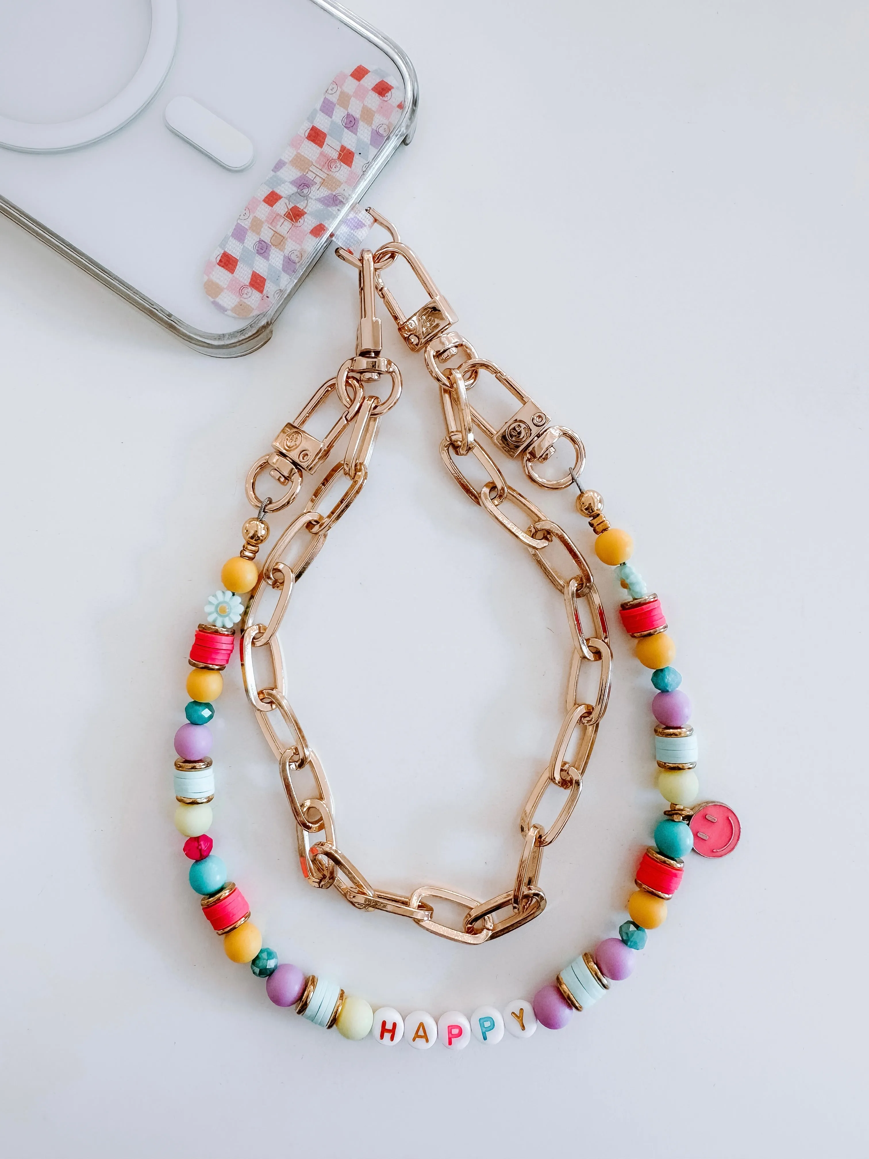 Universal Phone Hitch   Gold Paperclip Wristlet