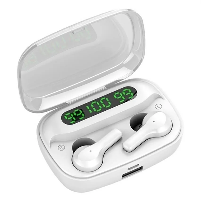 US stock 9D HiFi Bluetooth TWS 5.0 CVC Noise Reduction Stereo Wireless Headset LED Display Waterproof Dual Headphones with Power Bank Chagring