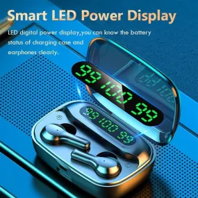 US stock 9D HiFi Bluetooth TWS 5.0 CVC Noise Reduction Stereo Wireless Headset LED Display Waterproof Dual Headphones with Power Bank Chagring