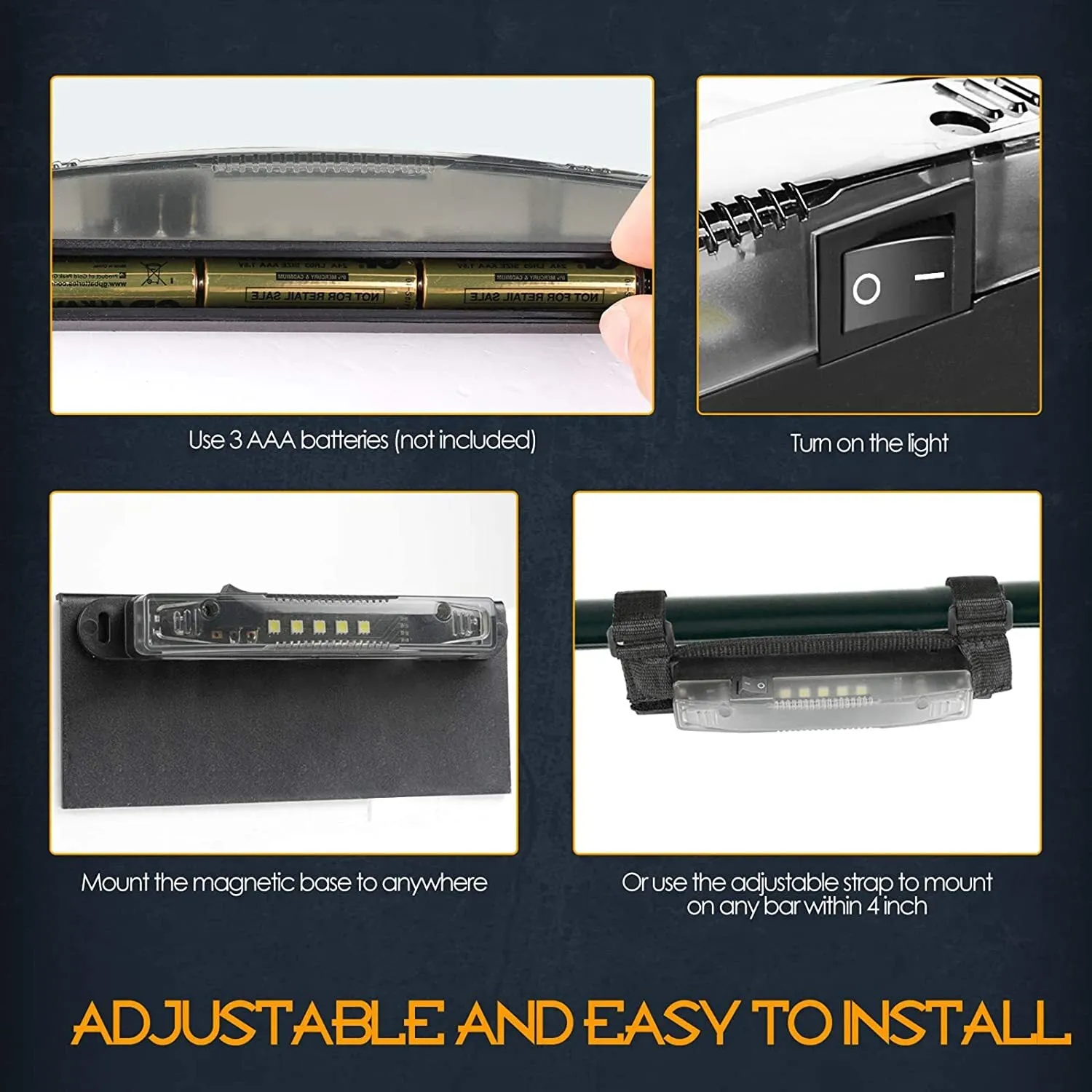 UTV Interior Light Universal Roll Bar Mount LED Light Utility