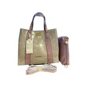 Vernika Crocodile Embossed Tote with Matching Pouch Tote Bag