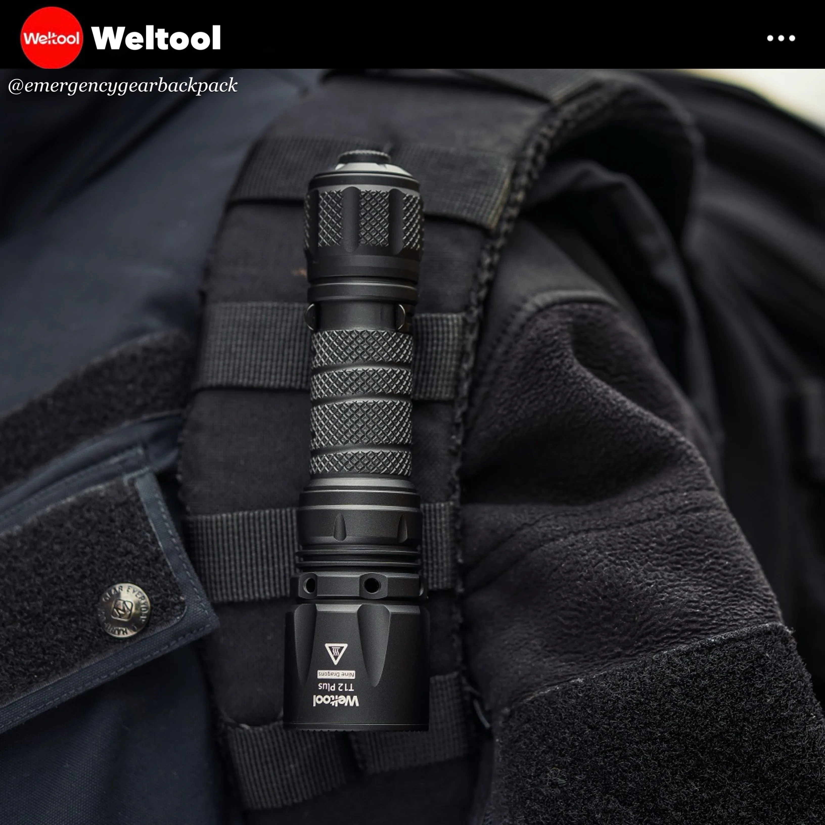 Weltool T12 Plus Nine Dragons 3TAC Tactical Flashlight 2000 Lumens 750M