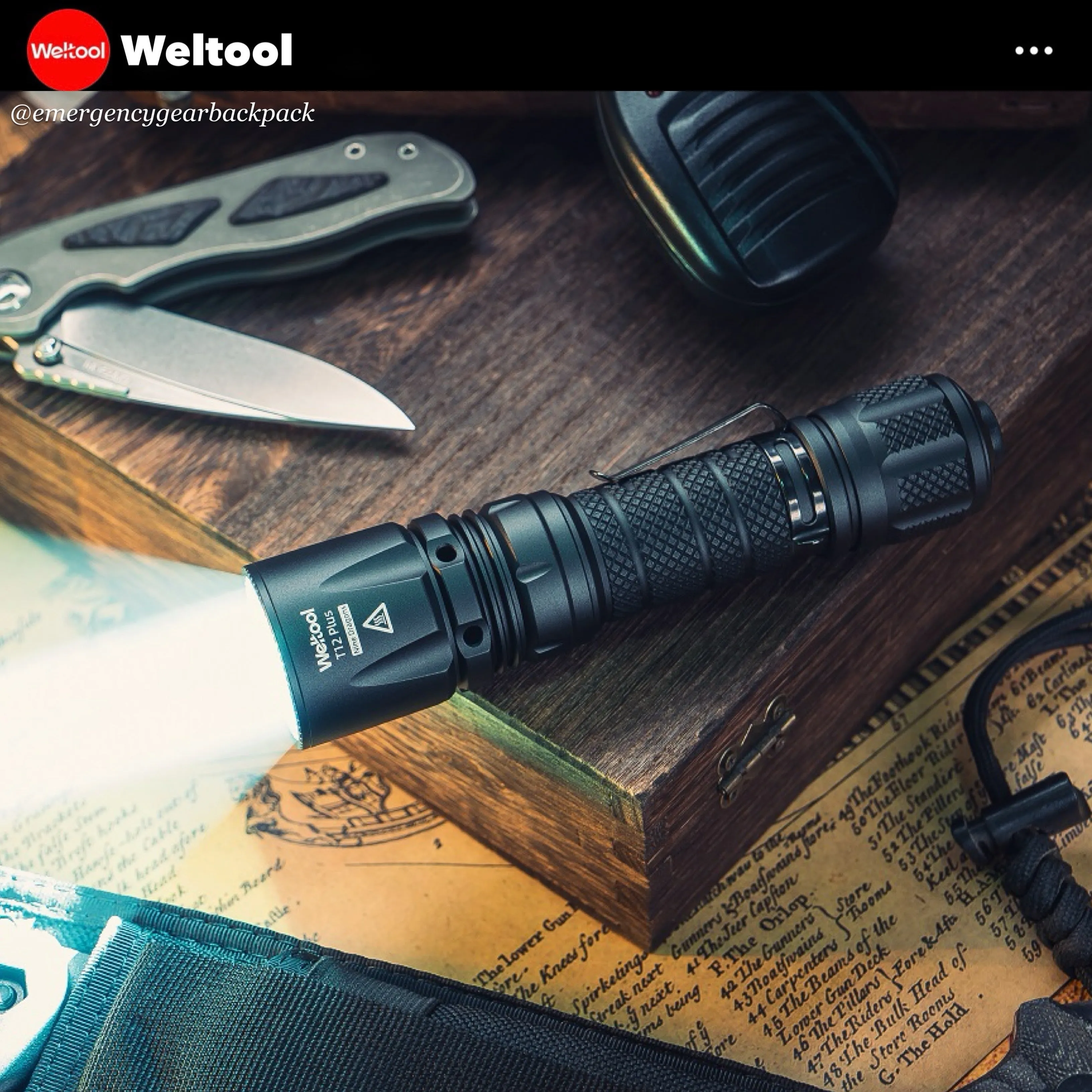 Weltool T12 Plus Nine Dragons 3TAC Tactical Flashlight 2000 Lumens 750M