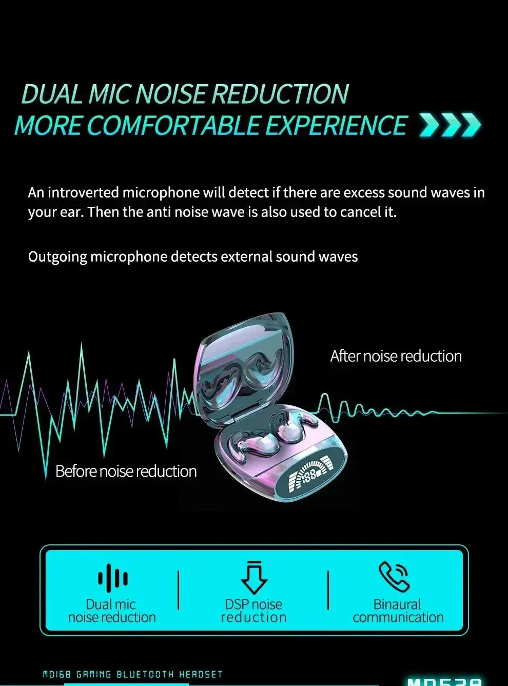 Xiaomi MD528 Sleep Invisible Earbuds Tiny Headphones Noise Cancelling Wireless Headsets Sports Stereo Bluetooth 5.3 Earphone